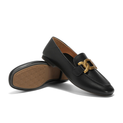 森达乐福鞋女款2025春季新款通勤马衔扣舒适平底单鞋WP002AA5