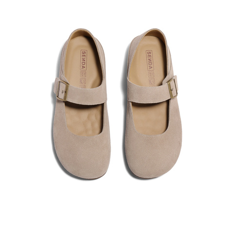 森达勃肯鞋女款2025春季新款一脚蹬舒适平底休闲鞋ZTF70AQ5