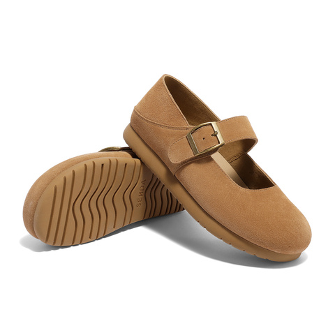 森达勃肯鞋女款2025春季新款一脚蹬舒适平底休闲鞋ZTF70AQ5