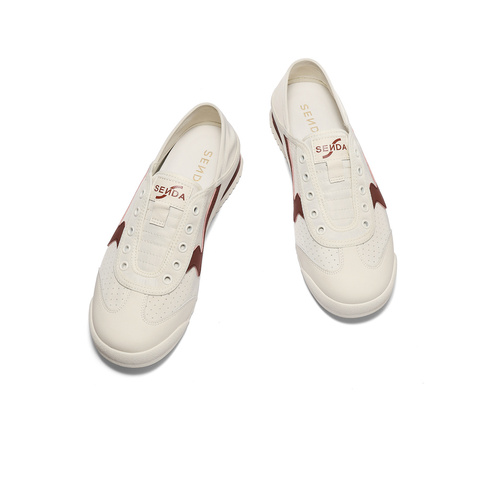 森达板鞋男款2025夏新商场同款户外平底休闲小白鞋1WK01BM5