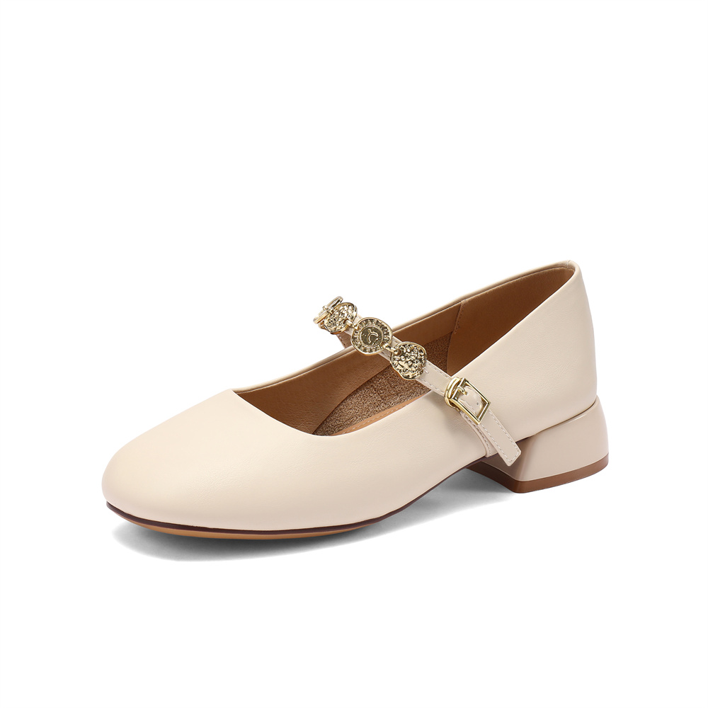 森达玛丽珍鞋女款2025春新潮流粗跟浅口单鞋ZTF61AQ5