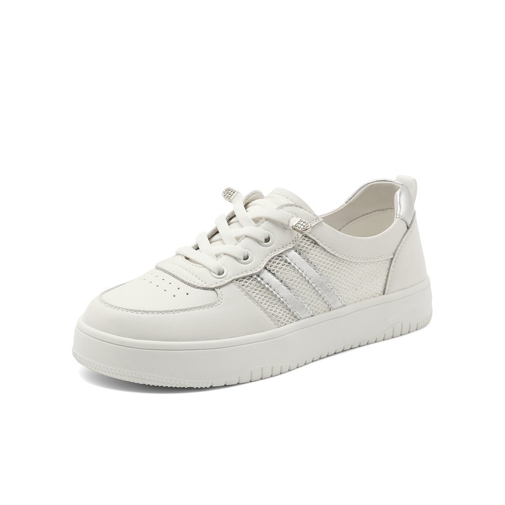 森达板鞋女款2025夏新商场同款网面休闲小白鞋XDH01BM5