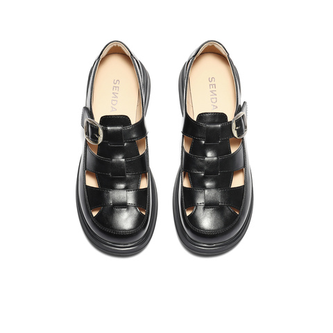 森达罗马凉鞋女款2025夏新复古厚底休闲猪笼鞋ZTG39BK5