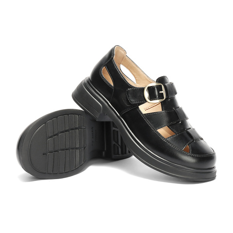 森达罗马凉鞋女款2025夏新复古厚底休闲猪笼鞋ZTG39BK5