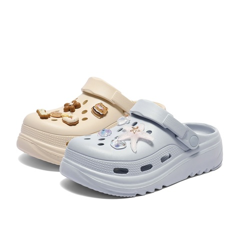 森达洞洞鞋女款2025夏新商场同款舒适厚底两穿凉鞋XPB01BH5