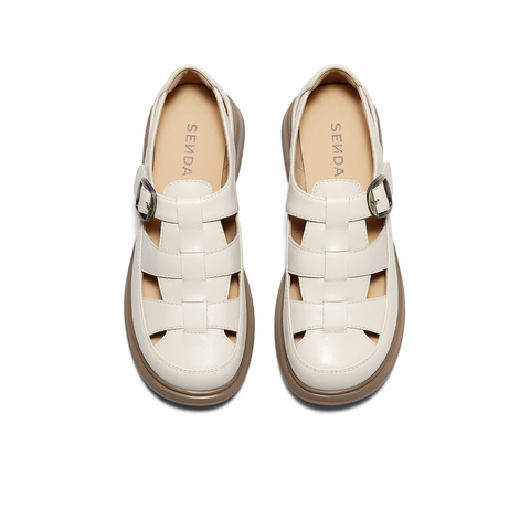 森达罗马凉鞋女款2025夏新复古厚底休闲猪笼鞋ZTG39BK5