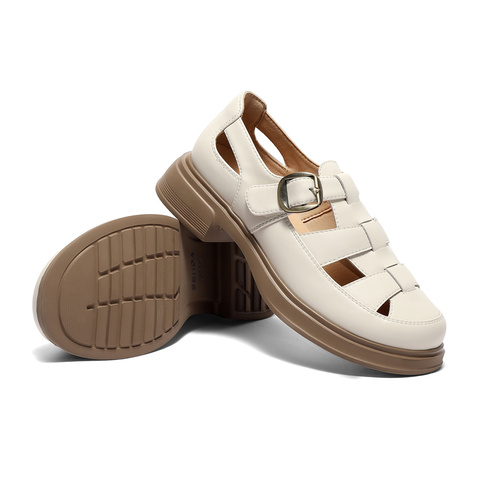 森达罗马凉鞋女款2025夏新复古厚底休闲猪笼鞋ZTG39BK5