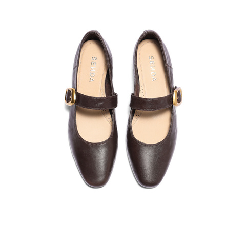 森达玛丽珍女款2025秋季新款气质通勤粗跟浅口单鞋ZTH10CQ5