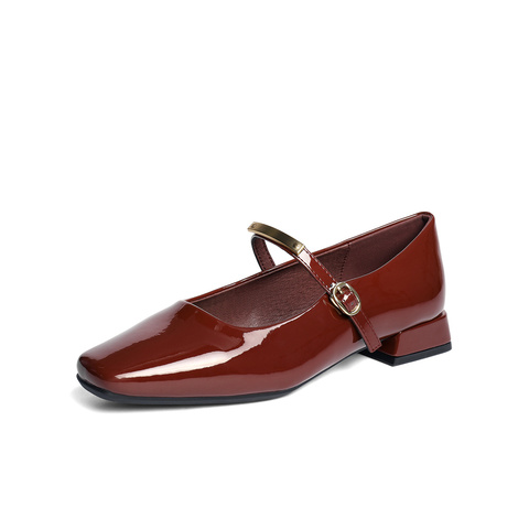 森达玛丽珍鞋女款2025秋新知性通勤粗跟浅口单鞋XQT01CQ5