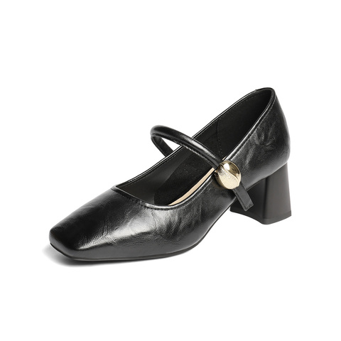 森达玛丽珍鞋女2025秋新商场同款通勤粗高跟浅口单鞋XRH01CQ5