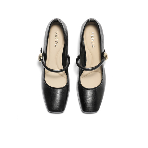 森达玛丽珍鞋女2025秋新商场同款通勤粗高跟浅口单鞋XRH01CQ5