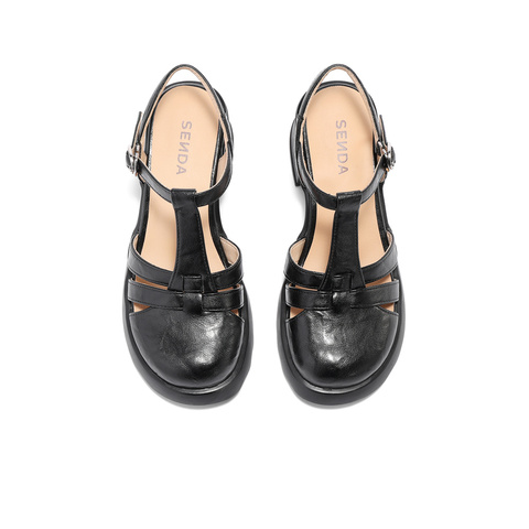 森达罗马鞋女款2025夏新复古休闲粗跟猪笼鞋ZTG13BH5