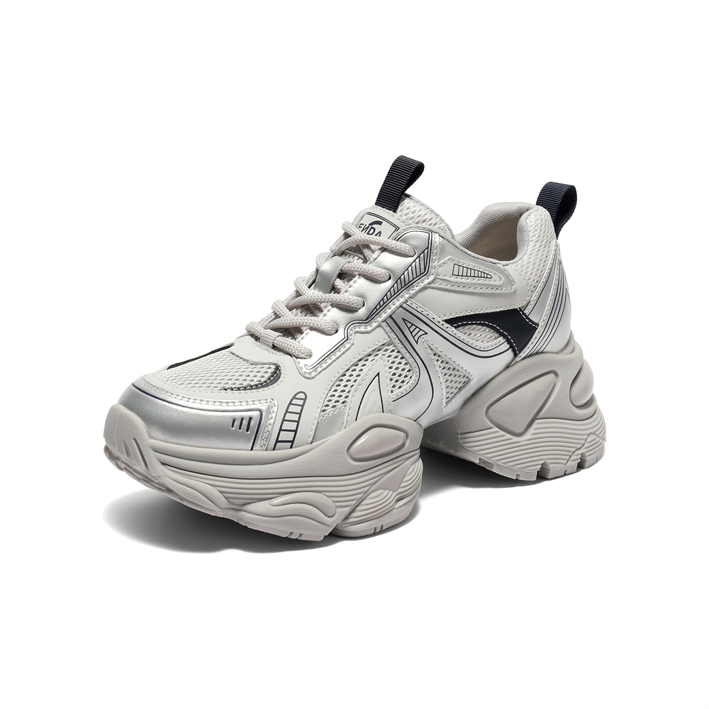 森达网面鞋女款2025夏新户外运动风厚底休闲老爹鞋ZTG41BM5