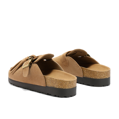 森达勃肯鞋女2025夏季新款流苏厚底外穿休闲凉拖鞋ZTG46BT5