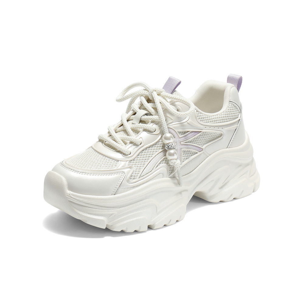 森达网面鞋女2025秋季新款运动风户外厚底休闲老爹鞋ZTH42CM5