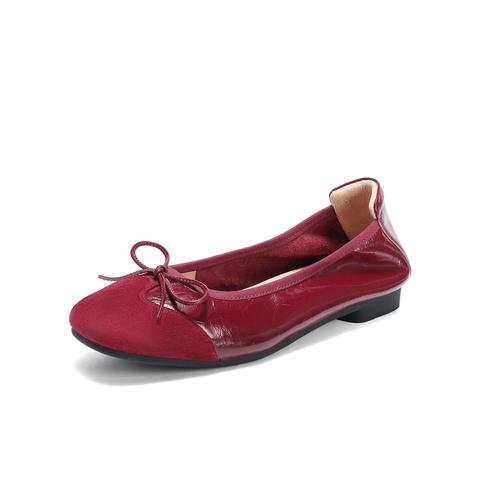 森达奶奶鞋女款2025秋季新款拼接舒适平底浅口单鞋ZTH05CQ5