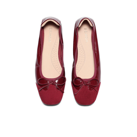 森达奶奶鞋女款2025秋季新款拼接舒适平底浅口单鞋ZTH05CQ5