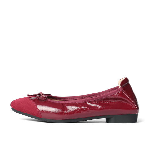 森达奶奶鞋女款2025秋季新款拼接舒适平底浅口单鞋ZTH05CQ5