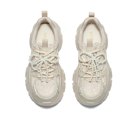 森达网面鞋女2025秋季新款运动风厚底显高休闲老爹鞋ZTH48CM5