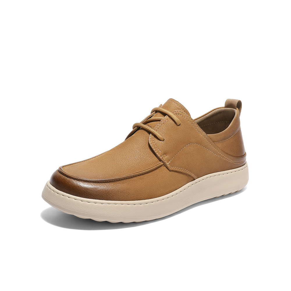 森达休闲皮鞋男2025秋季新款商场同款简约厚底休闲鞋1YD01CM5