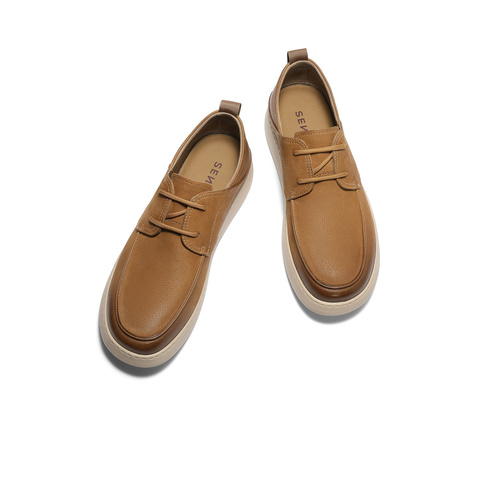 森达休闲皮鞋男2025秋季新款商场同款简约厚底休闲鞋1YD01CM5