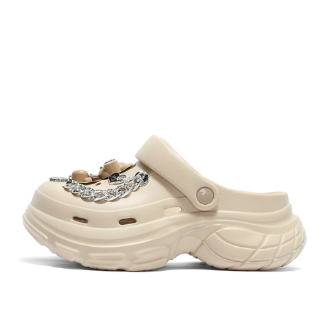 森达洞洞鞋女款2025夏新商场同款小熊轻便厚底凉鞋XQV01BH5