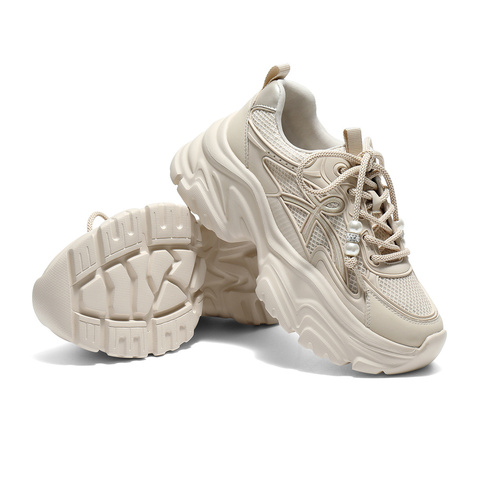 森达网面鞋女2025秋季新款运动风户外厚底休闲老爹鞋ZTH42CM5