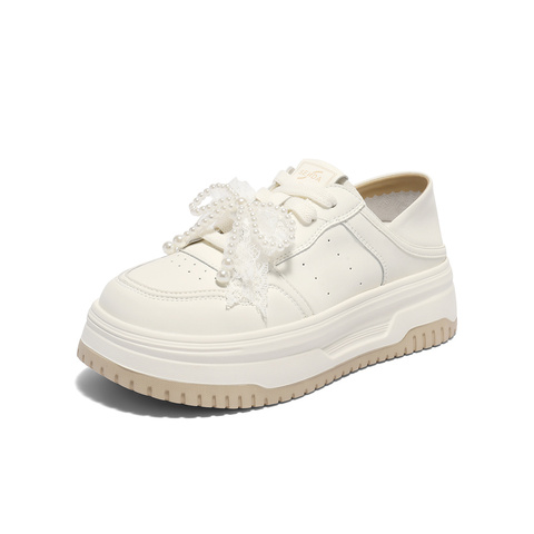 森达小白鞋女款2025秋新商场同款厚底显高休闲板鞋XQF01CM5