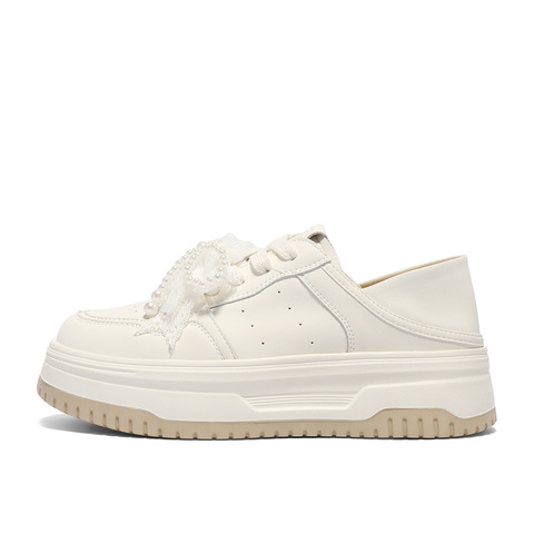 森达小白鞋女款2025秋新商场同款厚底显高休闲板鞋XQF01CM5