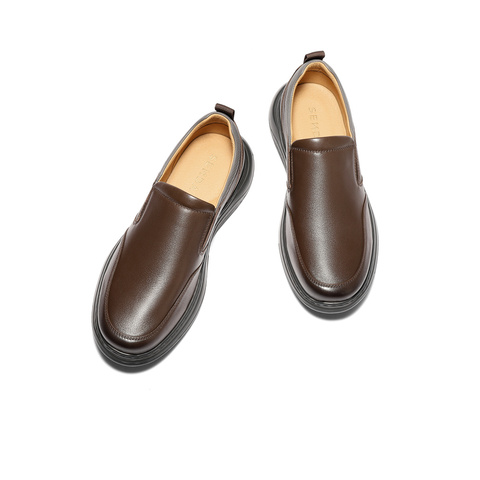 森达休闲皮鞋男2025秋新商场同款轻运动风厚底户外休闲鞋1YJ01CM5