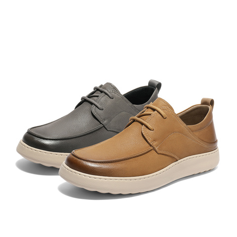 森达休闲皮鞋男2025秋季新款商场同款简约厚底休闲鞋1YD01CM5