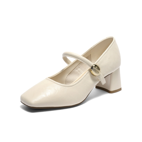 森达玛丽珍鞋女2025秋新商场同款通勤粗高跟浅口单鞋XRH01CQ5