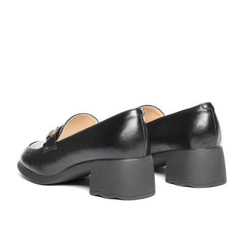 森达通勤鞋女2025秋新商场同款马衔扣粗跟单鞋XQK01CA5