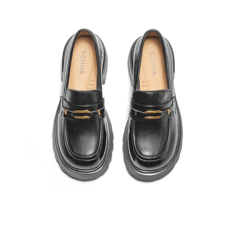 森达乐福鞋女款2025秋季新款商场同款厚底粗高跟单鞋XQN01CA5