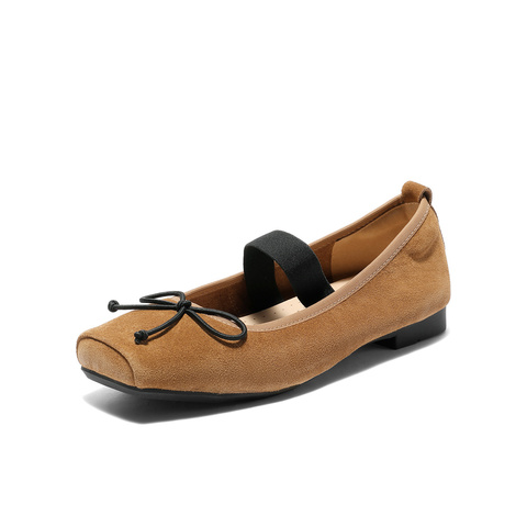 森达玛丽珍女款2025秋季新款方头平跟舒适浅口单鞋ZTH07CQ5