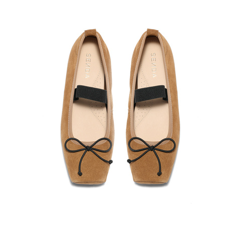 森达玛丽珍女款2025秋季新款方头平跟舒适浅口单鞋ZTH07CQ5