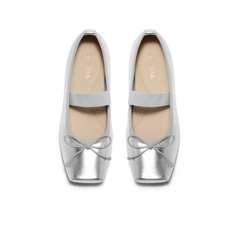 森达玛丽珍女款2025秋季新款方头平跟舒适浅口单鞋ZTH07CQ5