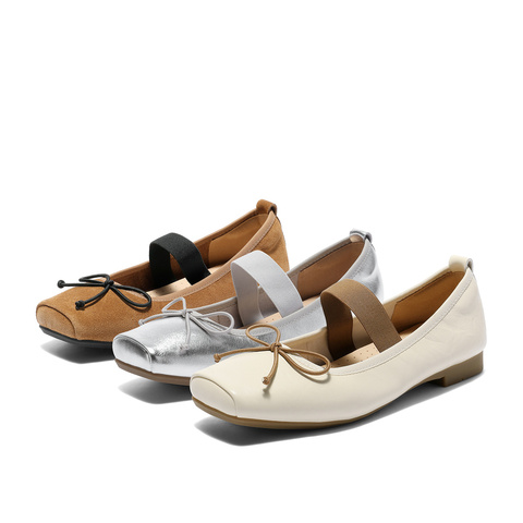 森达玛丽珍女款2025秋季新款方头平跟舒适浅口单鞋ZTH07CQ5