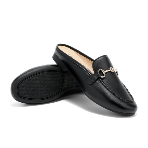 森达穆勒鞋女款2025秋新气质马衔扣软面平底凉鞋WP027CH5