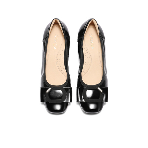 森达浅口单鞋女款2025秋新商场同款通勤粗跟小皮鞋XPN02CQ5