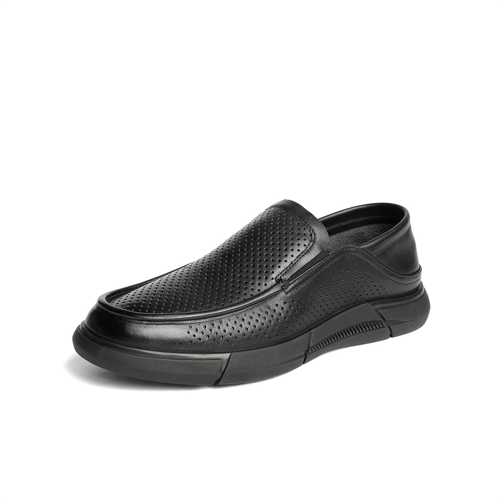 森达休闲皮鞋男2025夏季新款鞋面打孔透气休闲鞋WPN04BM5