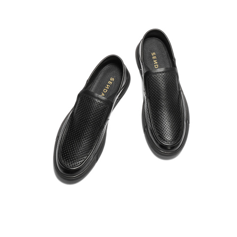 森达休闲皮鞋男2025夏季新款鞋面打孔透气休闲鞋WPN04BM5