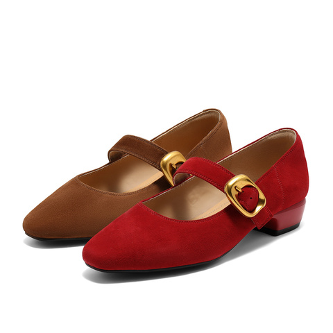 森达玛丽珍女款2025秋季新款气质通勤粗跟浅口单鞋ZTH10CQ5