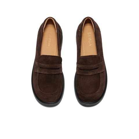 森达乐福鞋女2025秋季新款通勤绒面舒适休闲单鞋SYH01CA5