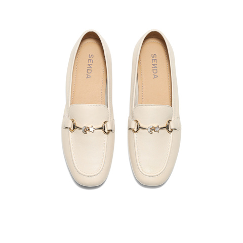 森达乐福鞋女款2025秋新马衔扣通勤舒适平跟单鞋WP026CA5