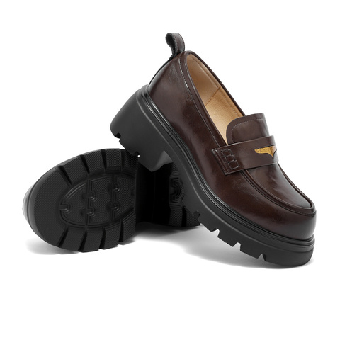 森达乐福鞋女2025秋季新款学院风厚底休闲舒适单鞋ZTH97CA5