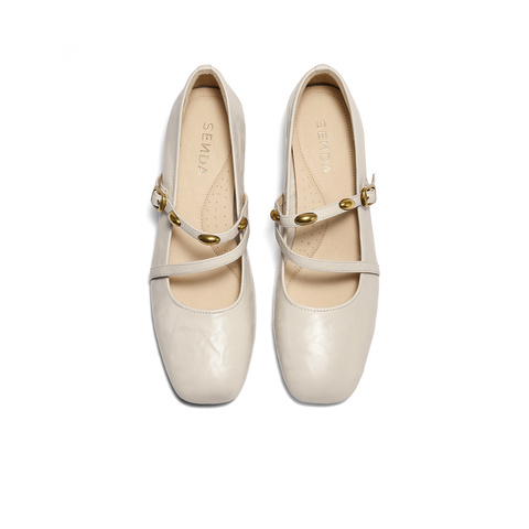 森达玛丽珍女2025秋新商场同款小金豆粗跟浅口单鞋XUQ01CQ5