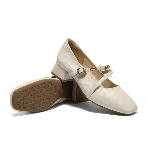 森达玛丽珍女2025秋新商场同款小金豆粗跟浅口单鞋XUQ01CQ5