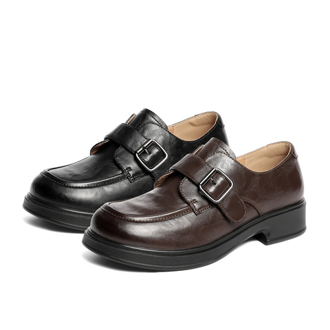 森达牛津鞋女2025秋新商场同款皮带扣厚底休闲单鞋XUK01CA5