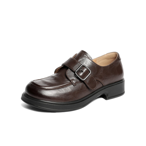 森达牛津鞋女2025秋新商场同款皮带扣厚底休闲单鞋XUK01CA5